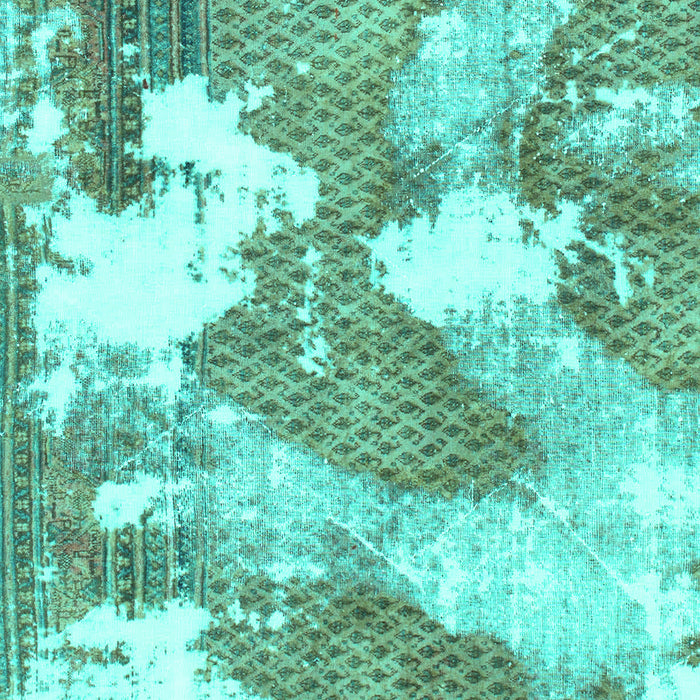 Machine Washable Abstract Turquoise Modern Area Rugs, wshabs889turq