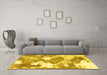 Machine Washable Abstract Yellow Modern Rug in a Living Room, wshabs889yw