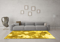 Machine Washable Abstract Yellow Modern Rug, wshabs889yw