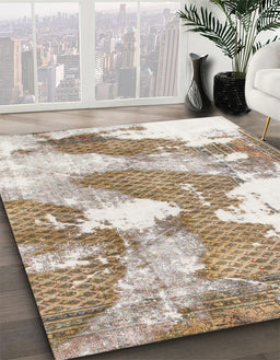 Machine Washable Abstract Dark Almond Brown Rug in a Family Room, wshabs889