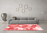 Machine Washable Abstract Red Modern Rug, wshabs889red