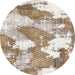 Round Abstract Dark Almond Brown Modern Rug, abs889