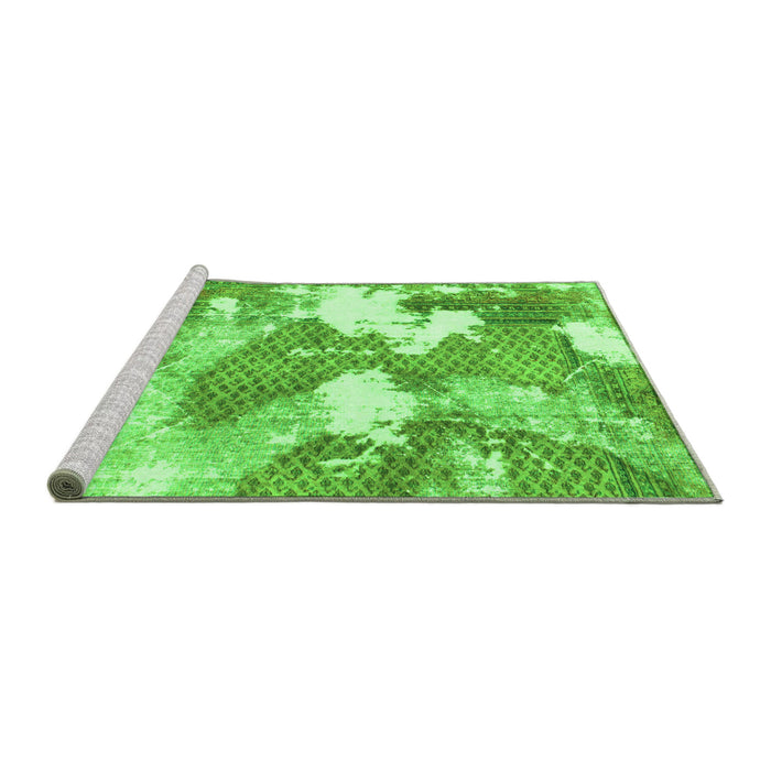 Sideview of Machine Washable Abstract Green Modern Area Rugs, wshabs889grn