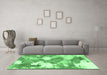 Machine Washable Abstract Emerald Green Modern Area Rugs in a Living Room,, wshabs889emgrn