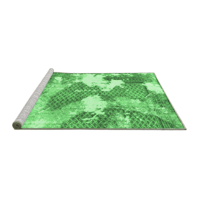 Sideview of Machine Washable Abstract Emerald Green Modern Area Rugs, wshabs889emgrn