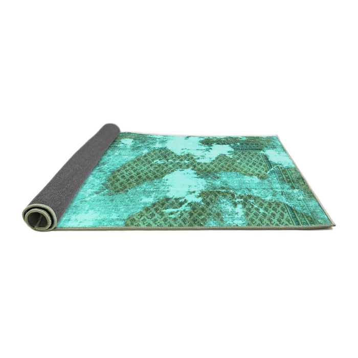 Sideview of Abstract Turquoise Modern Rug, abs889turq