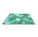 Sideview of Machine Washable Abstract Turquoise Modern Area Rugs, wshabs889turq