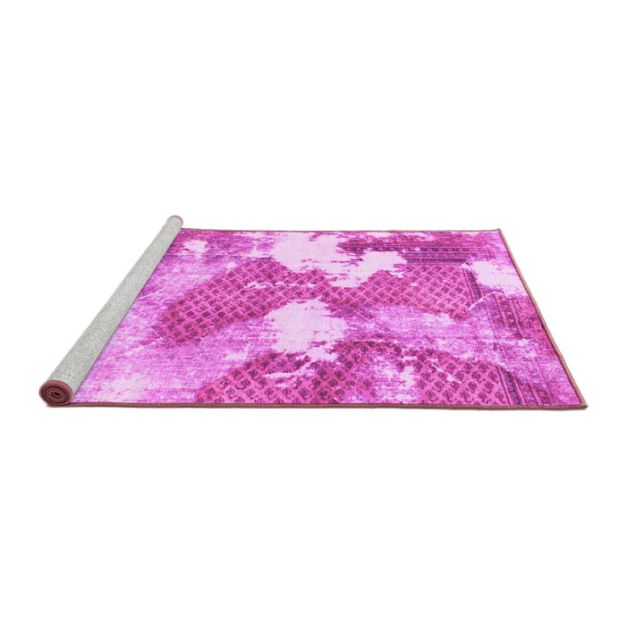 Sideview of Machine Washable Abstract Pink Modern Rug, wshabs889pnk