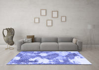 Machine Washable Abstract Blue Modern Rug, wshabs889blu