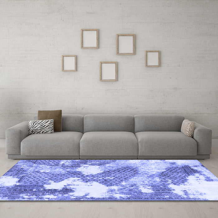 Machine Washable Abstract Blue Modern Rug in a Living Room, wshabs889blu