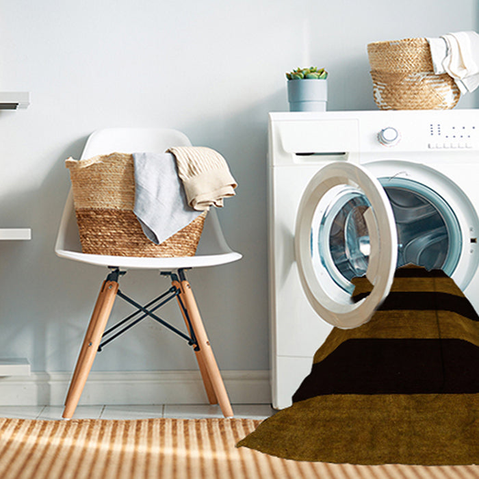 Machine Washable Abstract Saddle Brown Rug in a Washing Machine, wshabs88