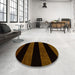 Round Machine Washable Abstract Saddle Brown Rug in a Office, wshabs88