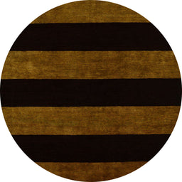 Round Abstract Saddle Brown Modern Rug, abs88