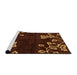 Sideview of Machine Washable Abstract Red Rug, wshabs89