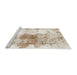 Sideview of Machine Washable Abstract Gold Rug, wshabs890