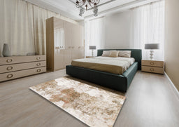 Abstract Gold Modern Rug in a Bedroom, abs890