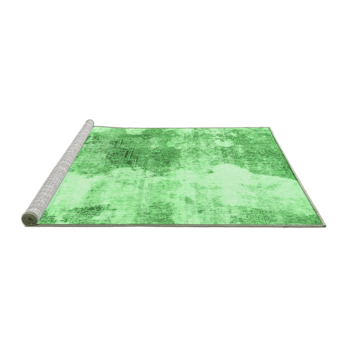Sideview of Machine Washable Abstract Emerald Green Modern Area Rugs, wshabs890emgrn
