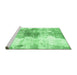 Sideview of Machine Washable Abstract Emerald Green Modern Area Rugs, wshabs890emgrn