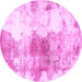 Round Machine Washable Abstract Pink Modern Rug, wshabs890pnk