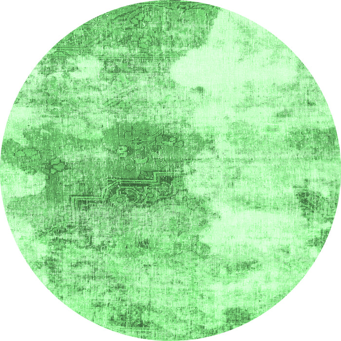 Round Abstract Emerald Green Modern Rug, abs890emgrn
