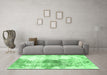 Machine Washable Abstract Emerald Green Modern Area Rugs in a Living Room,, wshabs890emgrn