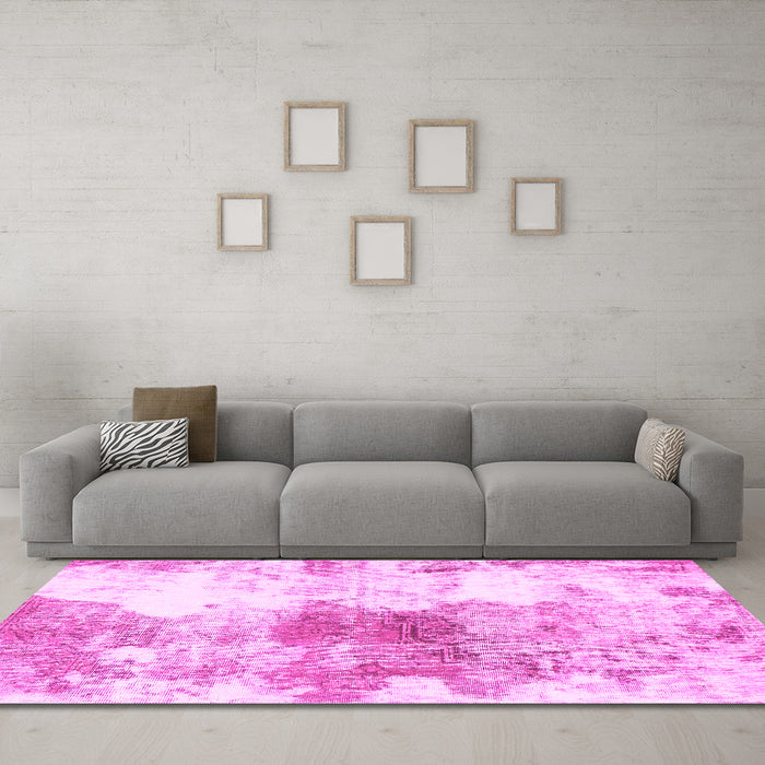 Machine Washable Abstract Pink Modern Rug in a Living Room, wshabs890pnk