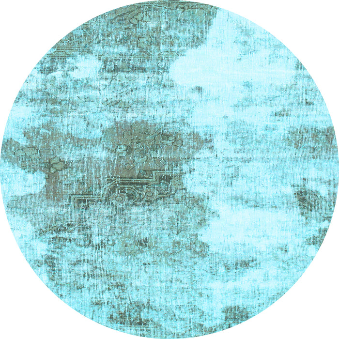 Round Machine Washable Abstract Light Blue Modern Rug, wshabs890lblu