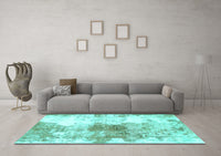 Machine Washable Abstract Turquoise Modern Rug, wshabs890turq