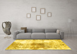 Machine Washable Abstract Yellow Modern Rug in a Living Room, wshabs890yw