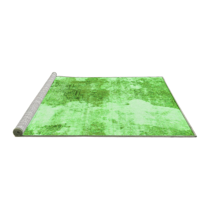 Sideview of Machine Washable Abstract Green Modern Area Rugs, wshabs890grn