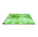 Sideview of Machine Washable Abstract Green Modern Area Rugs, wshabs890grn