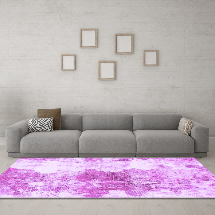 Machine Washable Abstract Purple Modern Area Rugs in a Living Room, wshabs890pur