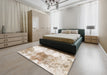 Machine Washable Abstract Gold Rug in a Bedroom, wshabs890