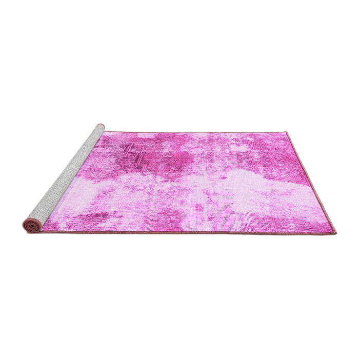 Sideview of Machine Washable Abstract Pink Modern Rug, wshabs890pnk