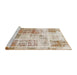 Sideview of Machine Washable Abstract Orange Brown Rug, wshabs891