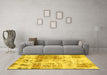 Machine Washable Abstract Yellow Modern Rug in a Living Room, wshabs891yw