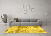 Machine Washable Abstract Yellow Modern Rug, wshabs891yw