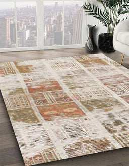 Abstract Orange Brown Modern Rug in Family Room, abs891