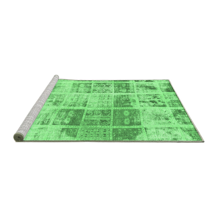 Sideview of Machine Washable Abstract Emerald Green Modern Area Rugs, wshabs891emgrn