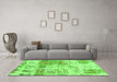 Machine Washable Abstract Green Modern Area Rugs in a Living Room,, wshabs891grn