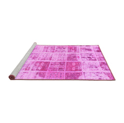 Sideview of Machine Washable Abstract Pink Modern Rug, wshabs891pnk