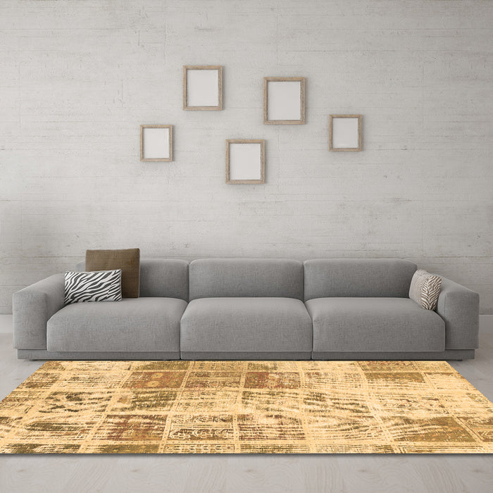 Machine Washable Abstract Brown Modern Rug in a Living Room,, wshabs891brn