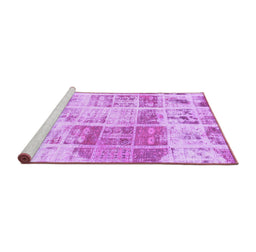 Sideview of Machine Washable Abstract Purple Modern Area Rugs, wshabs891pur