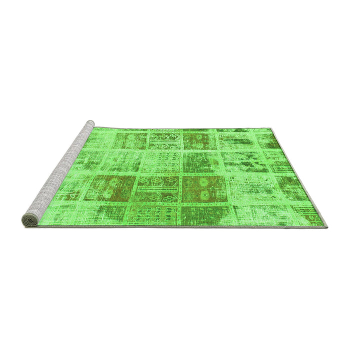Sideview of Machine Washable Abstract Green Modern Area Rugs, wshabs891grn