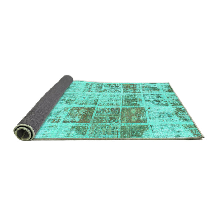 Sideview of Abstract Turquoise Modern Rug, abs891turq