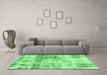 Machine Washable Abstract Emerald Green Modern Area Rugs in a Living Room,, wshabs891emgrn