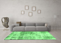 Machine Washable Abstract Emerald Green Modern Rug, wshabs891emgrn