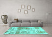 Machine Washable Abstract Turquoise Modern Area Rugs in a Living Room,, wshabs891turq