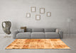 Machine Washable Abstract Orange Modern Area Rugs in a Living Room, wshabs891org