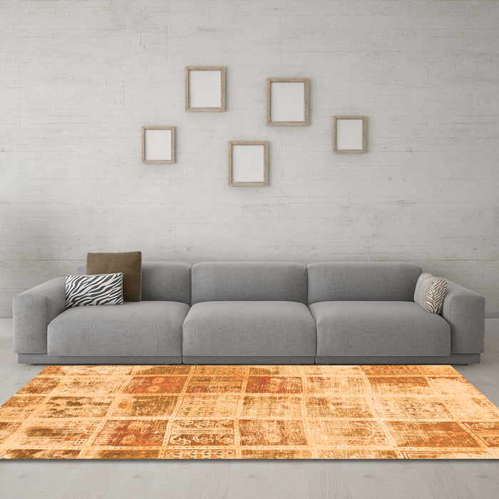 Machine Washable Abstract Orange Modern Area Rugs in a Living Room, wshabs891org